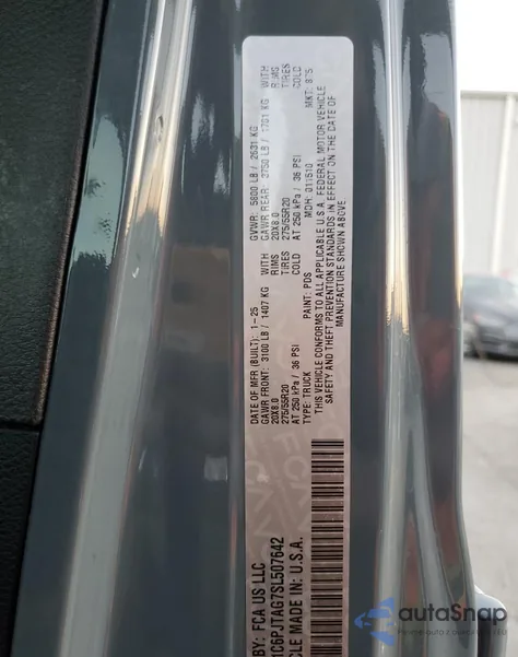 2025 Jeep Gladiator Sport z USA, uszkodzony, nr VIN 1C6PJTAG7SL507642